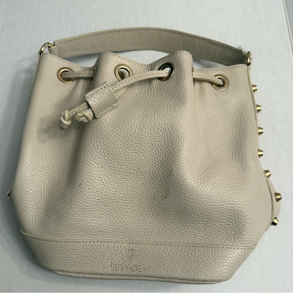 BORSE IN BELLE CROSSBODY & SHOULDER CREAM Leather Bucket Bag MADE IN ITALY